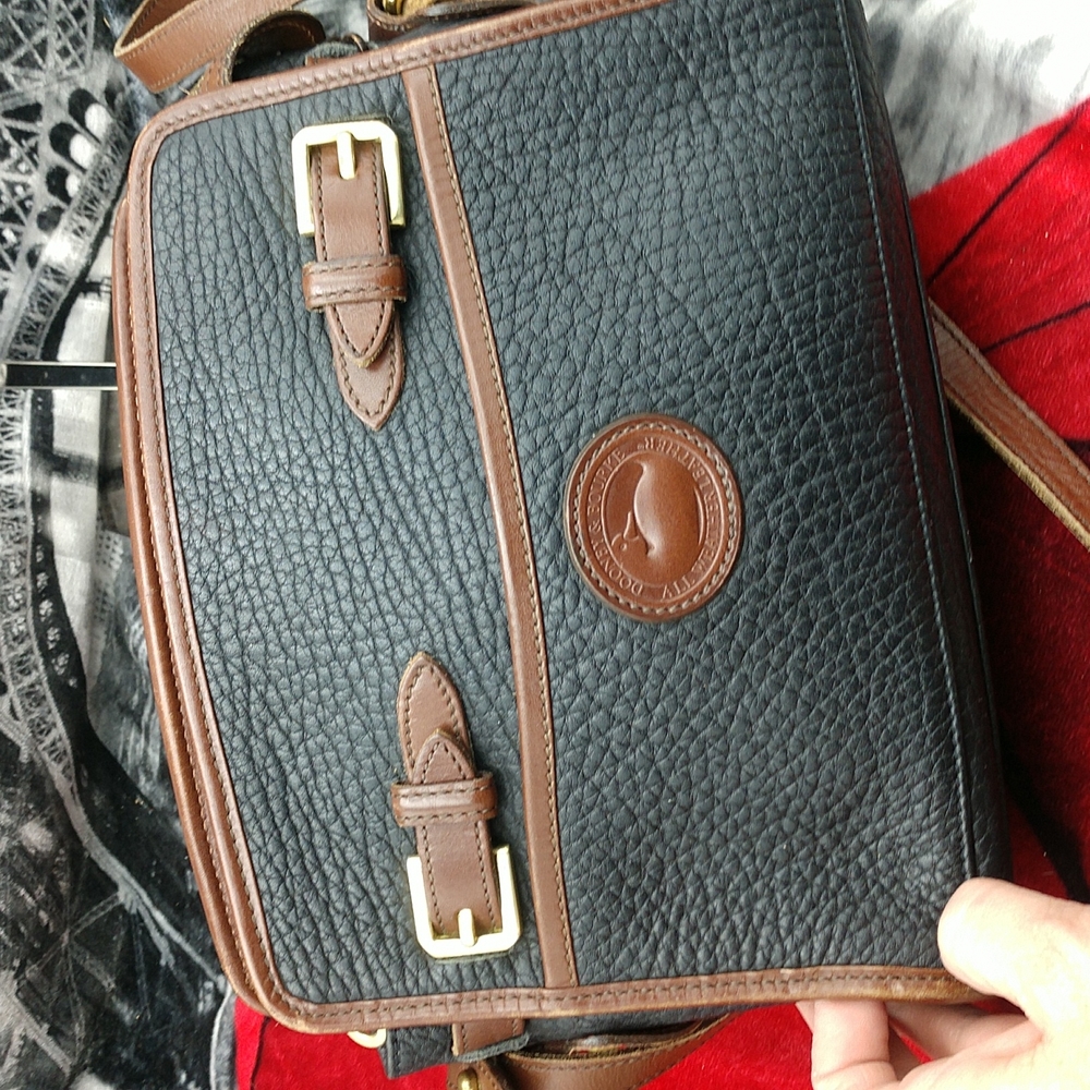 Dooney & Bourke Authentic Leather Buckles & Zip Top Crossbody Purse
